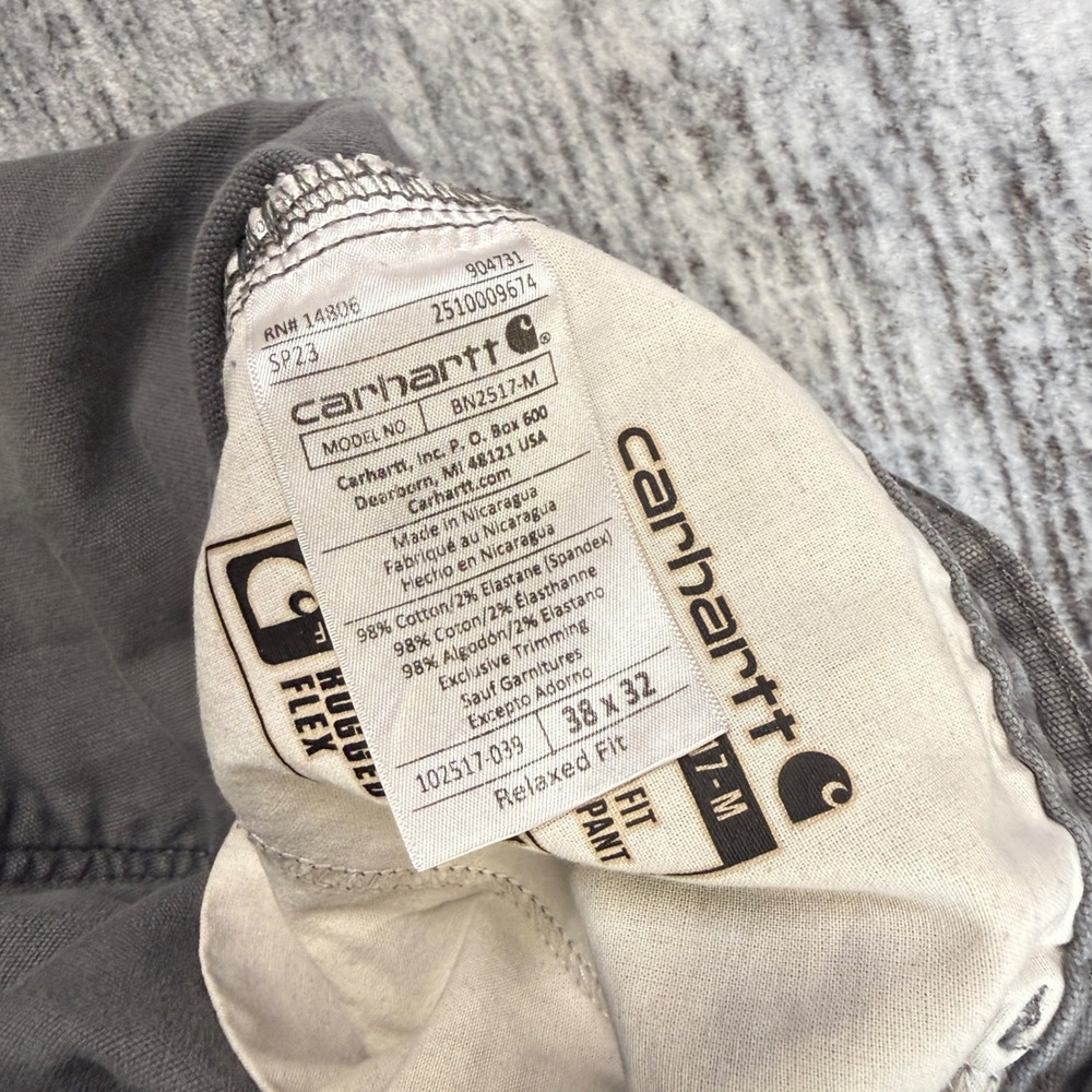 Carhartt Mens Relaxed Fit Rugged Flex Work Pants Grey 38x32 Distressed - Picture 5 of 11